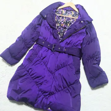 [ 레어 ] 폴스미스 다운 코트 퍼플 벨트 올 패턴 빅 사이즈