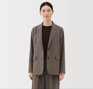 무인양품 기모 테일러드 자켓 여성 M 브라운 패턴