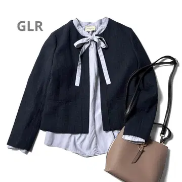 새상품급 그린 라벨 릴랙싱 트위드 노카라 자켓