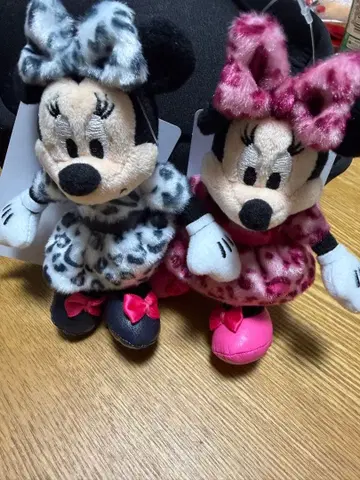 새상품 미니 마우스 레오파드 무늬 봉제 인형 키링