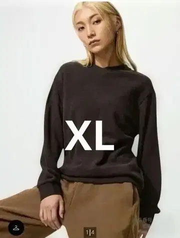 유니클로 소프트 니트 플리스 V넥 T 다크 브라운 XL