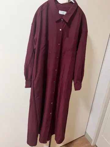 슬로브 이에나 맥시 길이 셔츠 원피스 긴팔 보르도 IENA