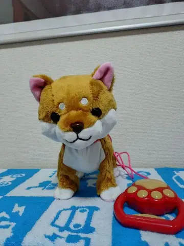 브라운색 강아지 봉제 인형, 리드 포함