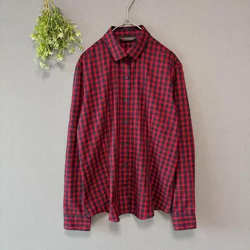 브릭하우스 [M] 성숙 캐주얼 얇은 소재 코튼 혼방 긴팔 체크 무늬 셔츠