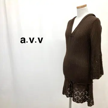 a.v.v 후드 레이스 V넥 튜닉 다크 브라운 여성용