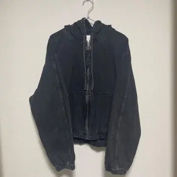 ZARA 다크 그레이 후드 부착 데님 자켓