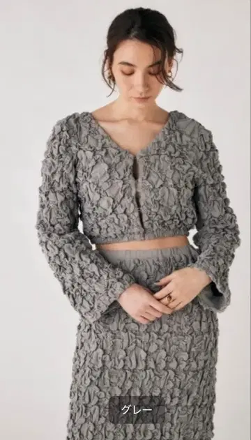 M_ CRUMPLY GATHER 자켓, 포근한 자카드 소재