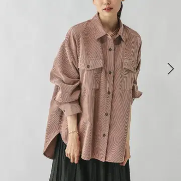새상품 글로벌 워크 이지케어 코듀로이 셔츠 쿠스미 핑크 L
