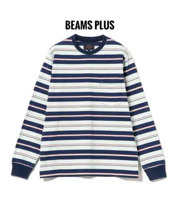 BEAMS PLUS 포켓 티 인디고 스트라이프 인디고