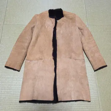 ZARA 리얼 무스탕 코트 리버서블 베이지 희소 보아