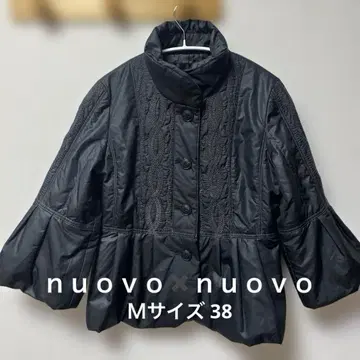 nuovo x nuovo 블랙 자수 다운 숏 기장 자켓 케이블 짜임