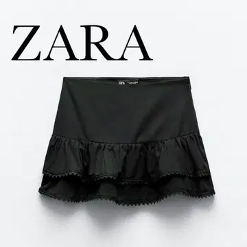 [택 포함] ZARA 프릴 미니 스커트 블랙