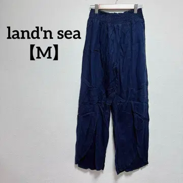 land'n sea [ M ] 와이드 팬츠 허리밴딩 슬릿 있음 네이비