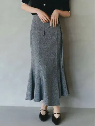 트위드 허리 아지메 내로우 플레어 스커트