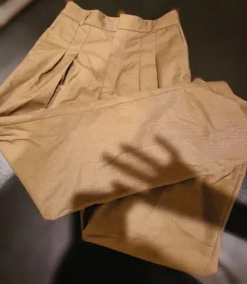 브라운 플리츠 치노 팬츠