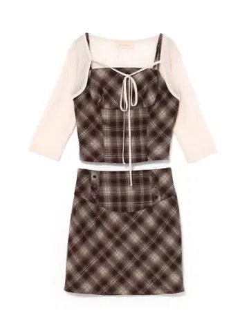 andmary Riri 체크 세트 업 S 사이즈