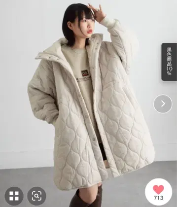 퀼트 후드 부착 충전솜 다운 코트