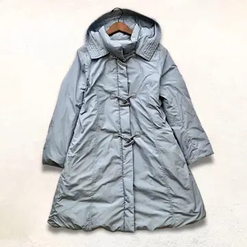 레리안 더스티 블루 롱 다운 코트 풀 집업 A라인 미 실루엣