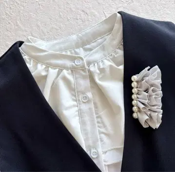 펄 코사지 펄 브로치 리본 코사지 리본 브로치 세레모니