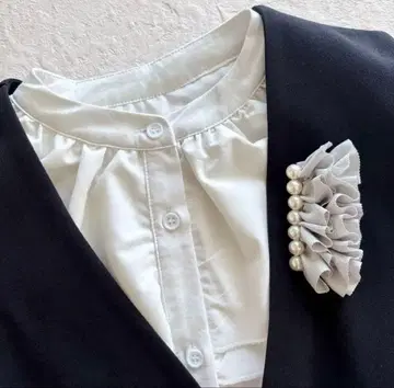 펄 코사지 펄 브로치 리본 코사지 리본 브로치 세레모니