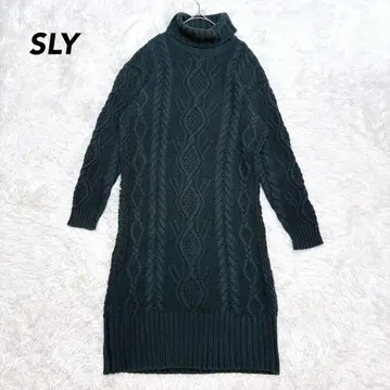 [SLY] 케이블 니트 스웨터 원피스 그린 F 터틀넥