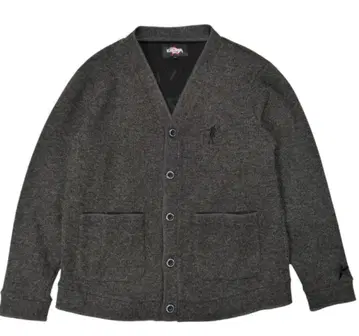 E.YAZAWA 로고 자수 가디건 다크 그레이