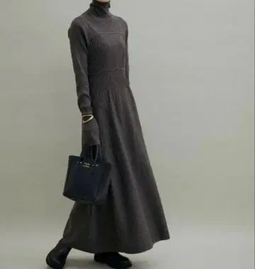 ADAM ET ROPE 믹스 패턴 니트 원피스