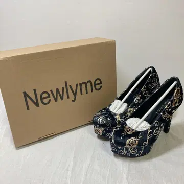 Newlyme 네이비 골드 하이힐 여성용 귀여운 신발 41/9