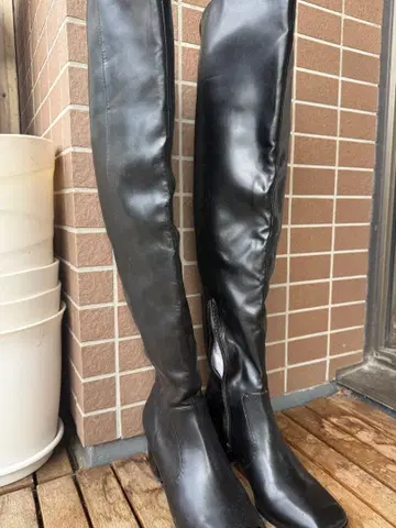 moussy 블랙 롱 부츠 합성 피혁 약 7cm 힐