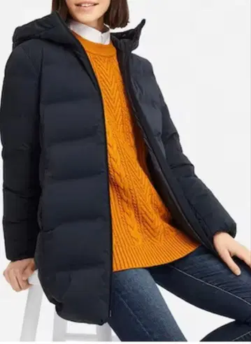 UNIQLO/심리스 다운 숏코트/네이비 x 네이비/다운 페더/L