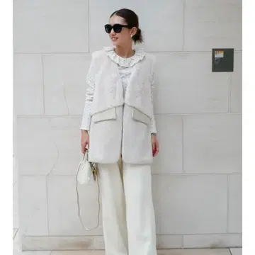 bebeod  폭스 가죽 퍼 포켓 베스트