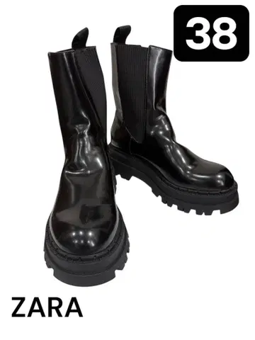 ZARA 사이드 고어 부츠 38 블랙