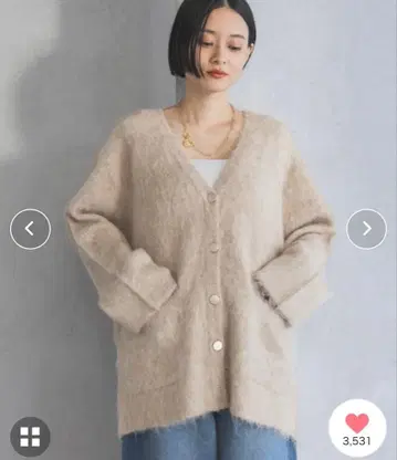 A part by WEB 한정판 샤기 롱 V넥 가디건