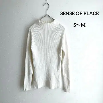 SENSE OF PLACE 리브 니트 S~M 상당 아이보리 계열