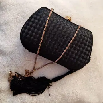 블랙 뜨개질 숄더백