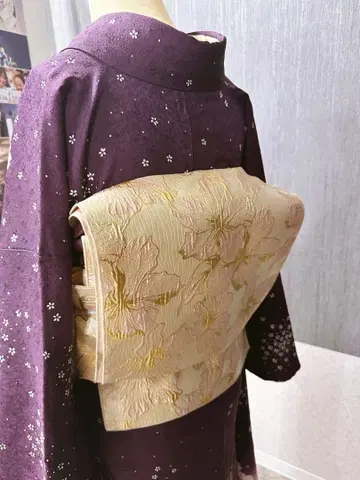 어른용 헤코오비 플라워 스파클링 매트 골드 핑크