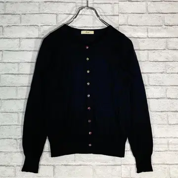 [크레스피] U넥 싸개 버튼 하이 게이지 긴팔 가디건 울 100