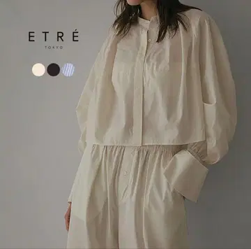 ETRE TOKYO (에트레토쿄) 커브 슬리브 밴드 카라 셔츠