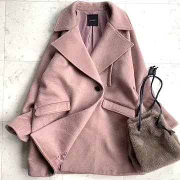 새상품급 아뉴앙스 23AW 미들 스케일 코트 울 스모키 핑크F