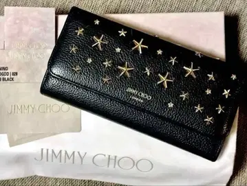 [ 새상품급 ] JIMMY CHOO 블랙 스터드 가죽 장지갑 지미추