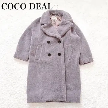 COCO DEAL 코코딜 테디베어 코트 퍼플 더블 브레스트