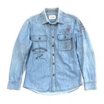 [ AVIREX ] 아비렉스 밀리터리 프린트 데님 셔츠 0229