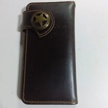 가죽 장지갑 다크 브라운 키링 포함