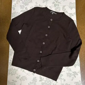 로라 애슐리 * 코튼 가디건 꽃 버튼 브라운