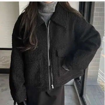 새상품 앤도미 andMe 보아 더블 포켓 자켓 블루종 블랙 M