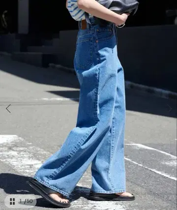 OUTDOOR PRODUCTS 라이트 데님 하이라이즈 루즈 5PKT