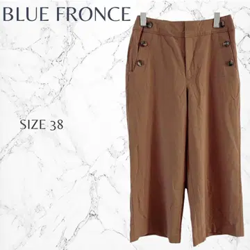 블루 프론세 버튼 디자인 캐주얼 깔끔한 앵클 기장 팬츠 M