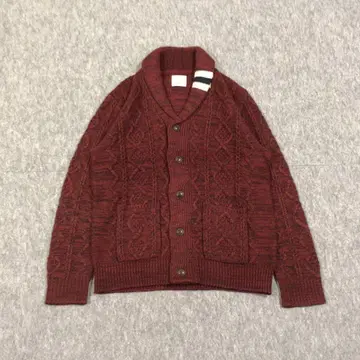 빈티지 케이블 니트 가디건 울 레드 남성용 구제 의류
