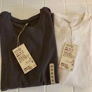 무인양품 나마라카 리브 편직 크루넥 긴팔 T셔츠