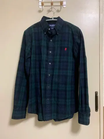 Gymphlex 짐플렉스 긴팔 체크 셔츠 버튼 다운 자수 로고 S